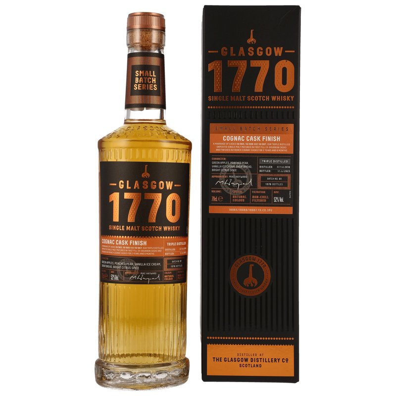 1770 Glasgow 2018/2023 - 5 ans - Whisky écossais single malt - Finition fût de cognac triple distillé