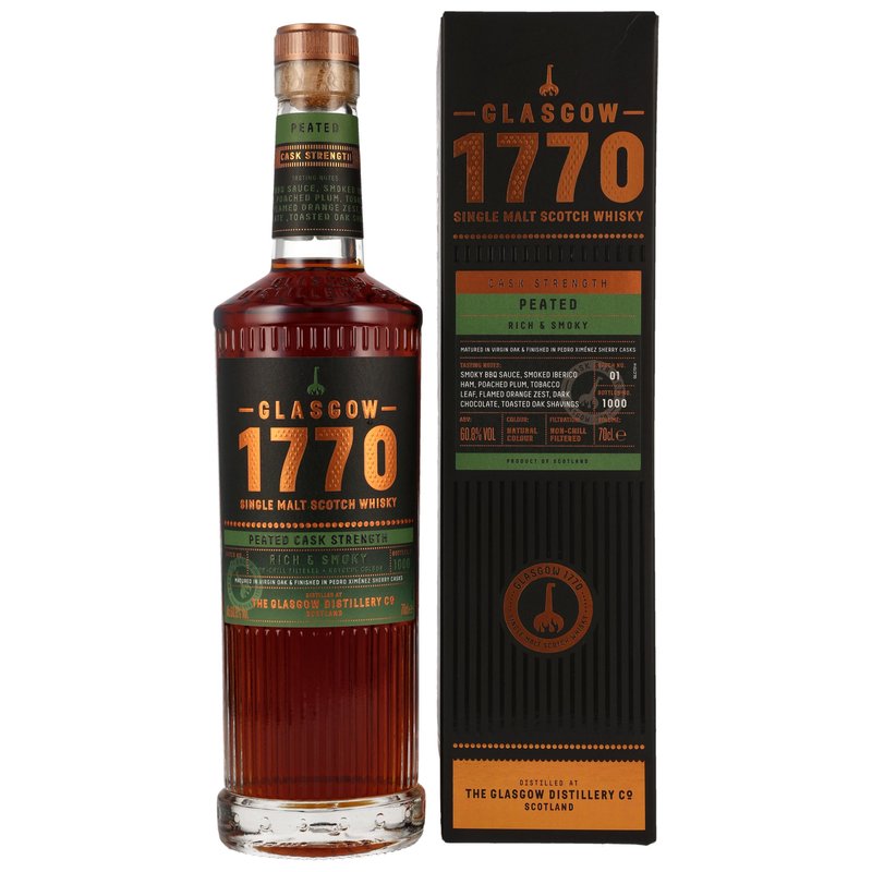 1770 Glasgow Single Malt Scotch Whisky - Force de fût tourbé - PX Cask Finish Batch