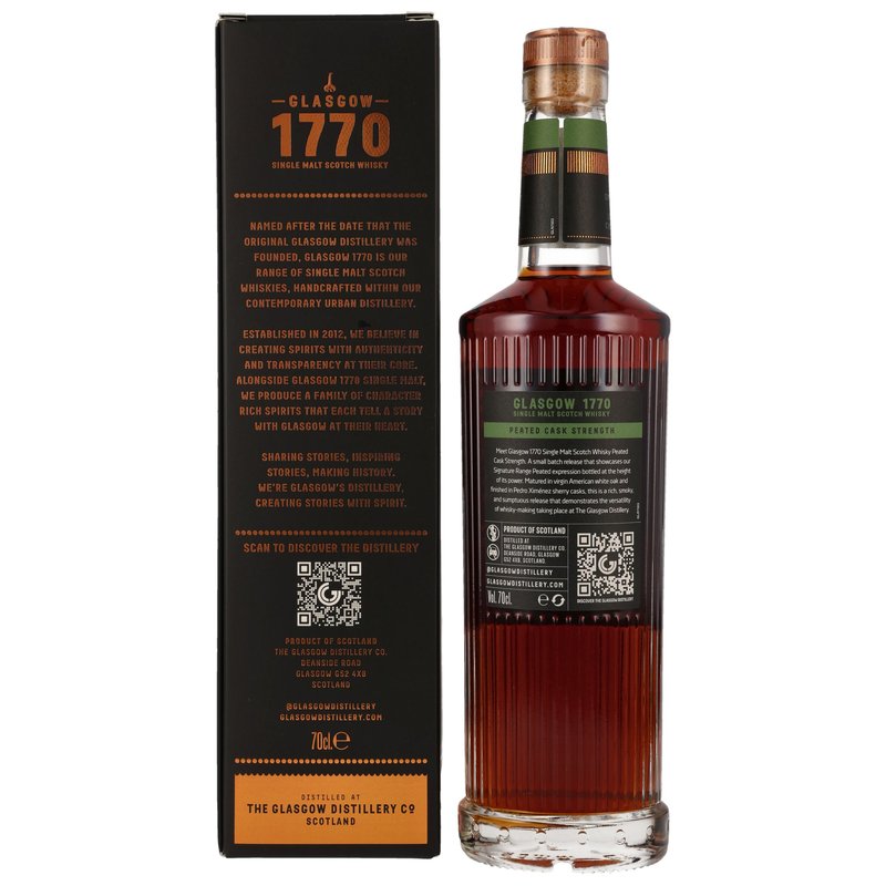 1770 Glasgow Single Malt Scotch Whisky - Force de fût tourbé - PX Cask Finish Batch