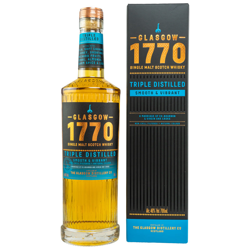 Whisky écossais single malt 1770 Glasgow - Triple distillation douce - 700 ml