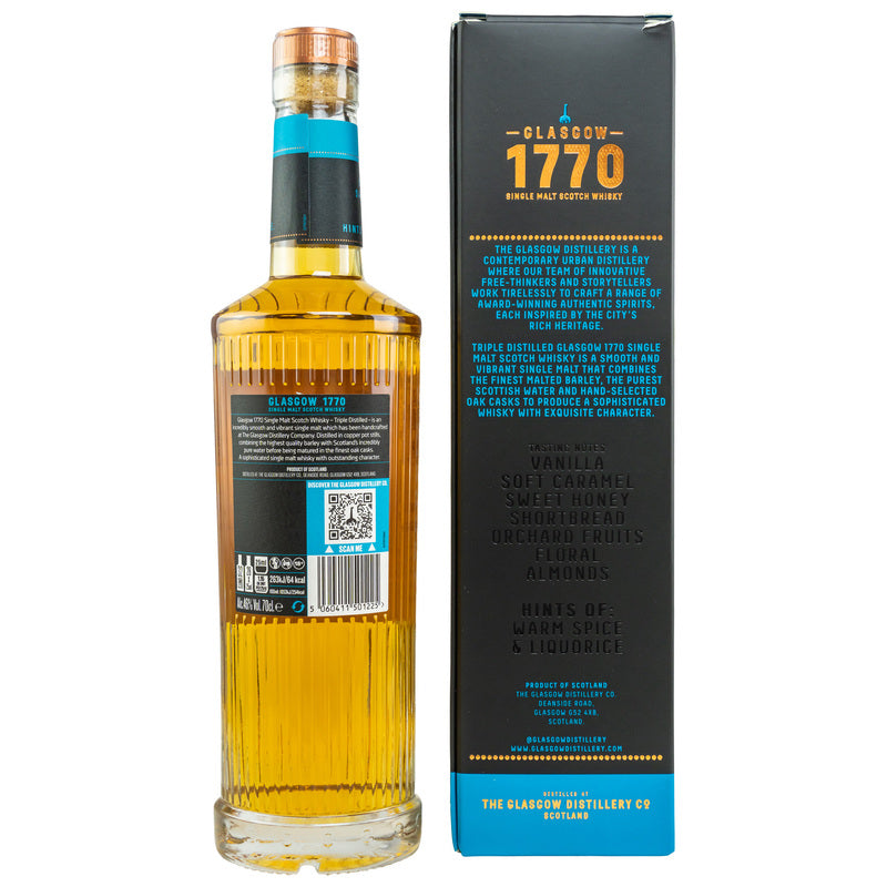 Whisky écossais single malt 1770 Glasgow - Triple distillation douce - 700 ml