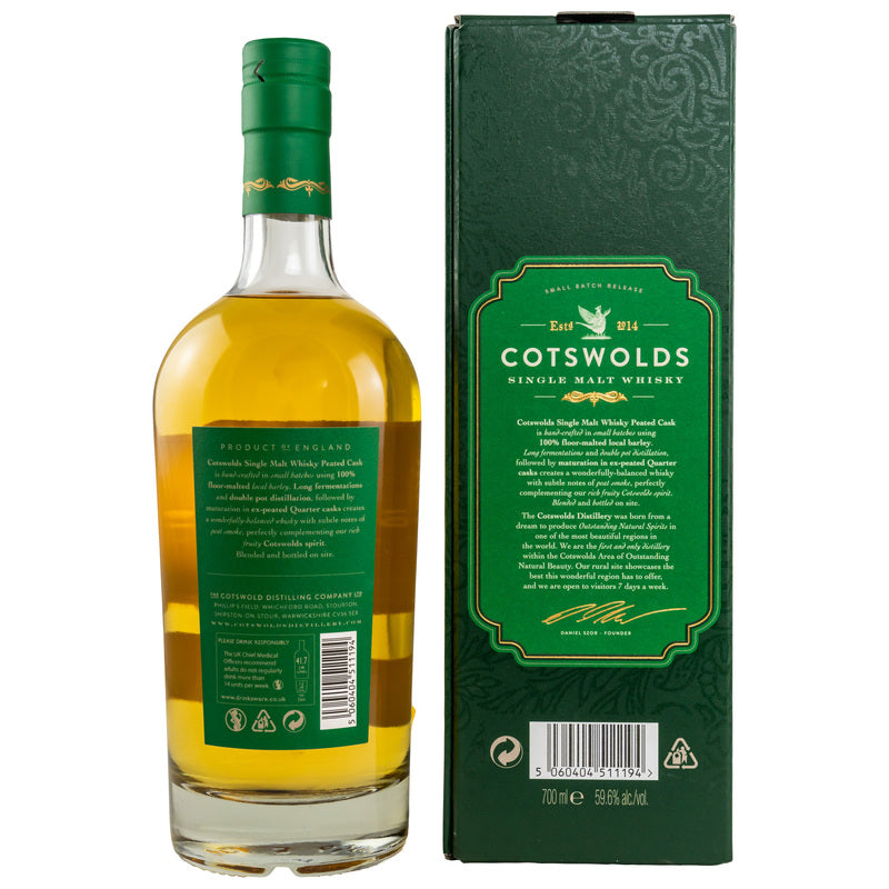 Whisky single malt en fût tourbé des Cotswolds - 59,6 %