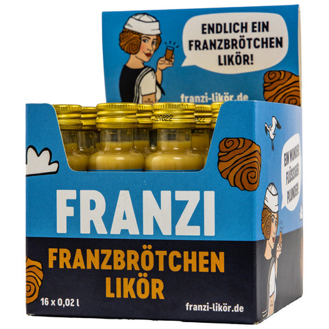 Franzi Franzbrötchenlikör Miniaturbox - VPE: 16x0,02