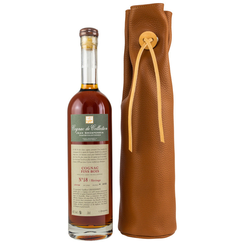 Grosperrin Cognac N°58 Fins Bois dans un sac en cuir